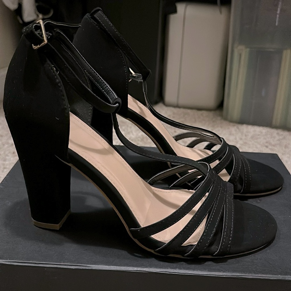Black straps heels. Size 9